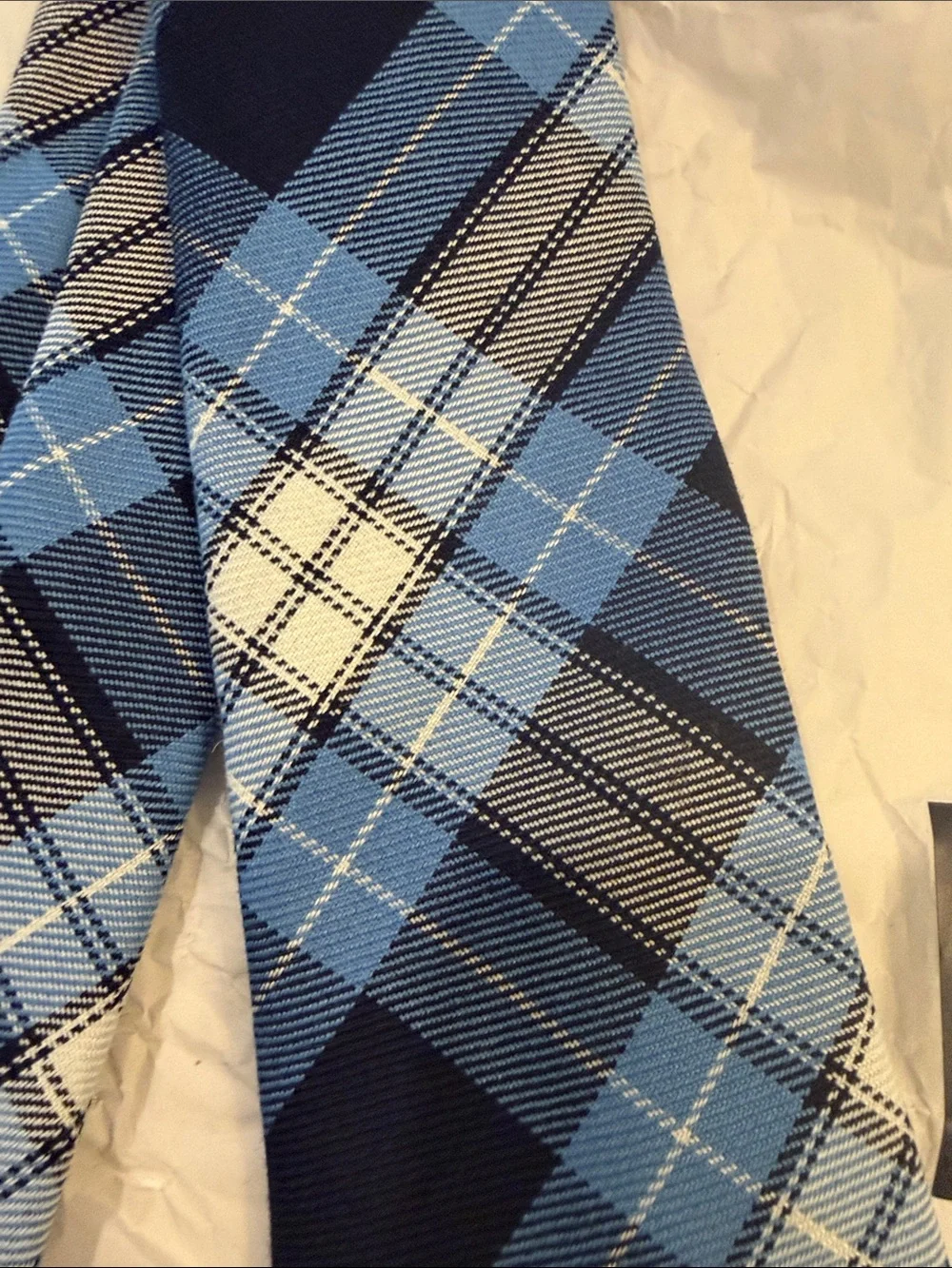 Lands' End Blue and White Plaid Men's Tie